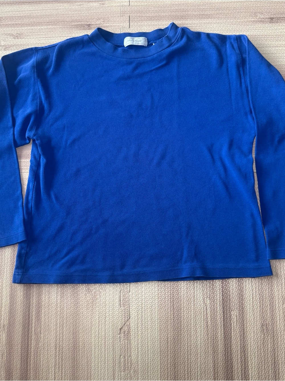 Cotton USA Made Blue Long Sleeve Knit Top Womens Medium